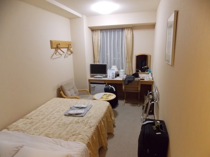 Our very small hotel room in Narita.
