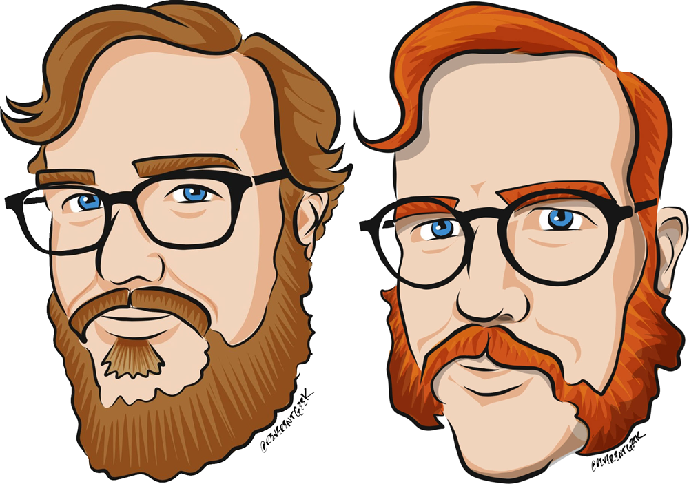 Two avatars of my face created by David Neal